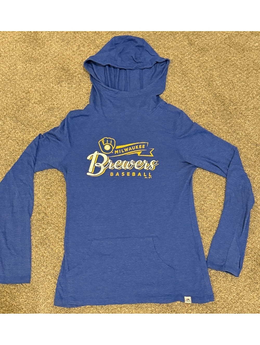 Majestic Milwaukee Brewers Women’s Medium Lightweight Hooded Shirt
